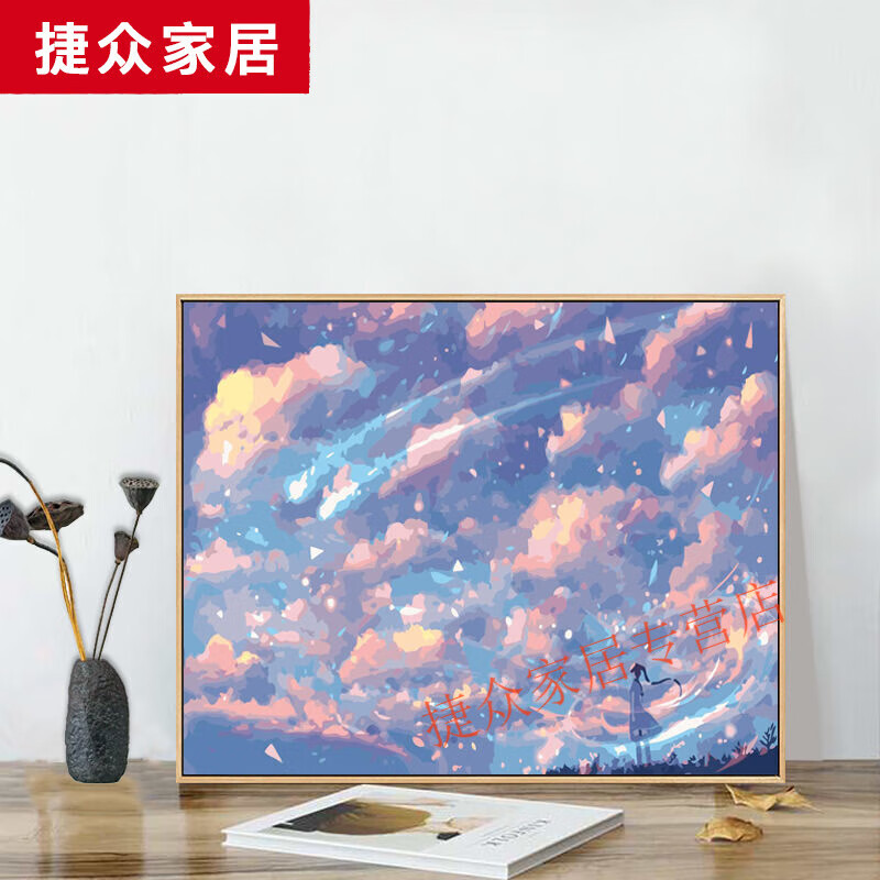 减压画动漫diy填色画涂色油彩画手工装饰画(默认送黑框) 568-光年之外