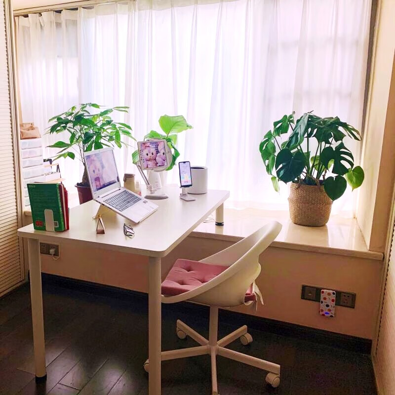 琛艺飘窗书桌电脑台式桌子卧室实木长短腿写字桌床边高低脚 80*60备注