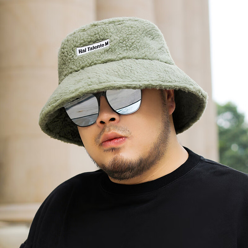 大码加大加深男帽子男大头大脸胖子大头围渔夫帽春秋羊羔毛圆脸适合的