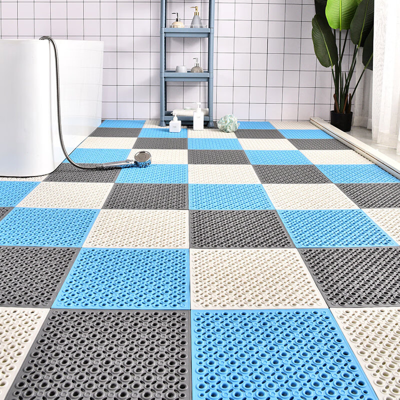 防滑垫淋浴房防摔脚垫家用洗澡间隔水厕所全铺垫子卫生间地垫 蓝白灰