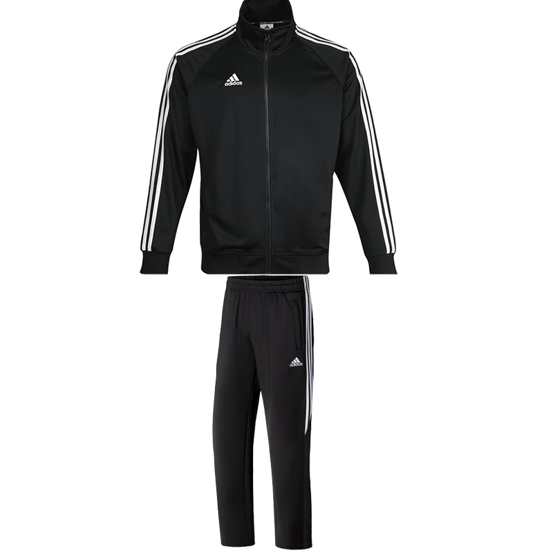 阿迪达斯 （adidas）运动套装春季外套长裤两件套跑步套装运动服 黑白（直筒裤） XL 