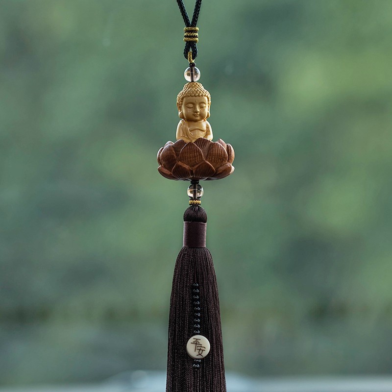 木佛佑一生汽车挂件车内吊饰品莲花平安车载后视镜吊坠 小佛款-吉祥棕