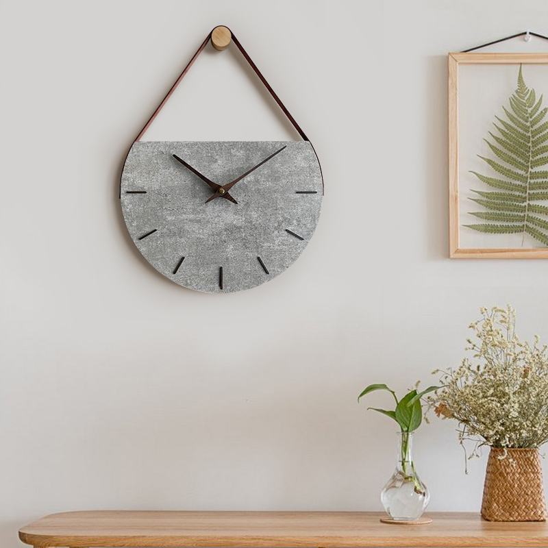 KOLYMAX石纹木制挂表客厅个性创意钟表卧室家用石英钟书房咖啡室时钟挂墙 深色14寸