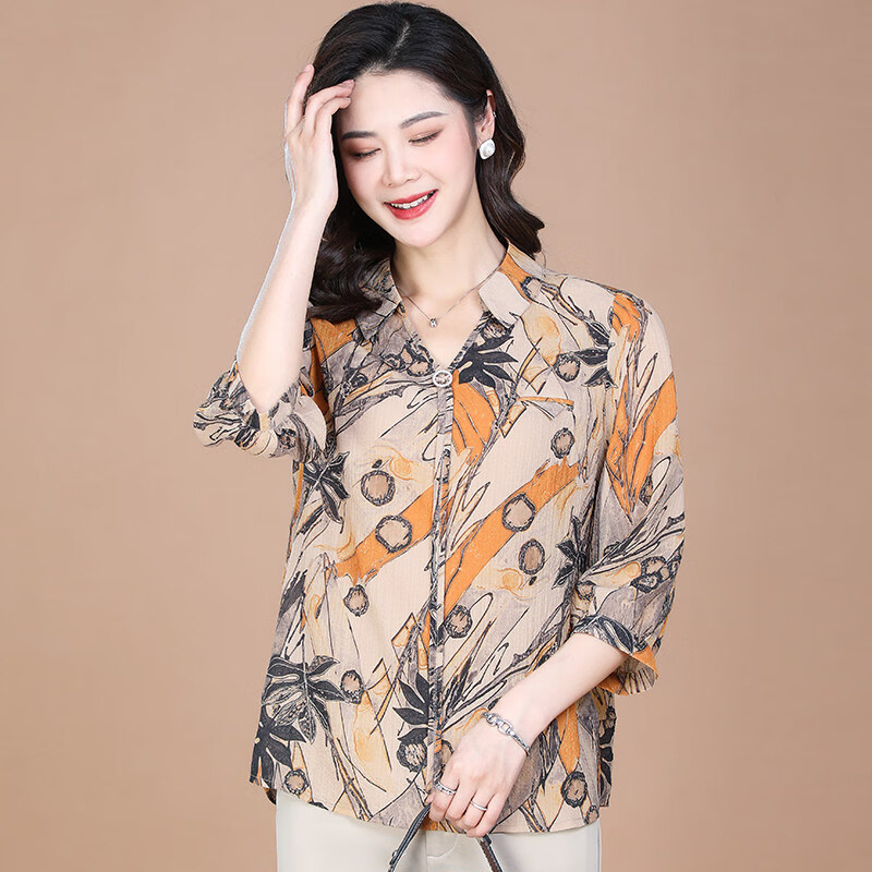 矮个子微胖女生穿搭四十岁妈妈夏装套装洋气中年人衬衫新款中老年夏季