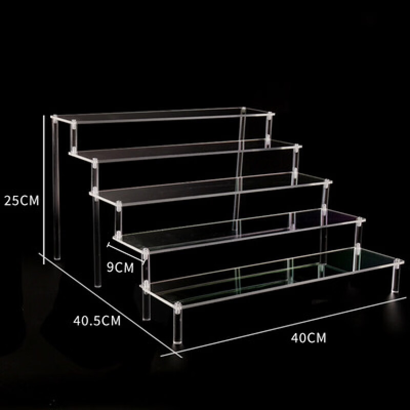 莎庭物品摆放架亚克力梯形阶梯化妆品物品摆放陈 透明五层长40cm 加宽