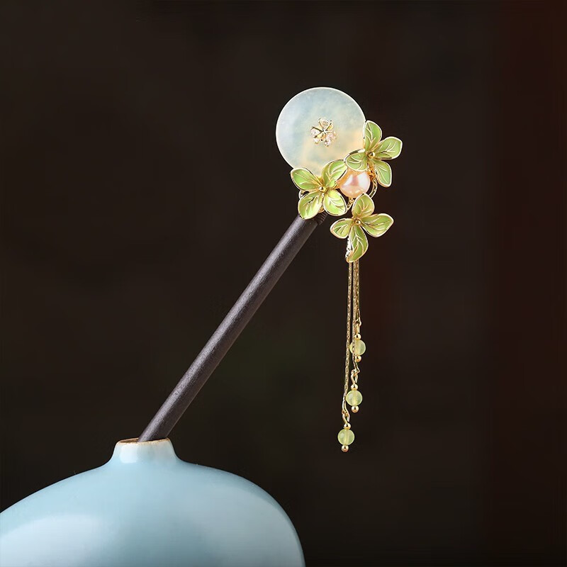 短云烟雨江南原创设计发簪女步摇流苏木簪子森系超仙古风发饰吸睛头饰