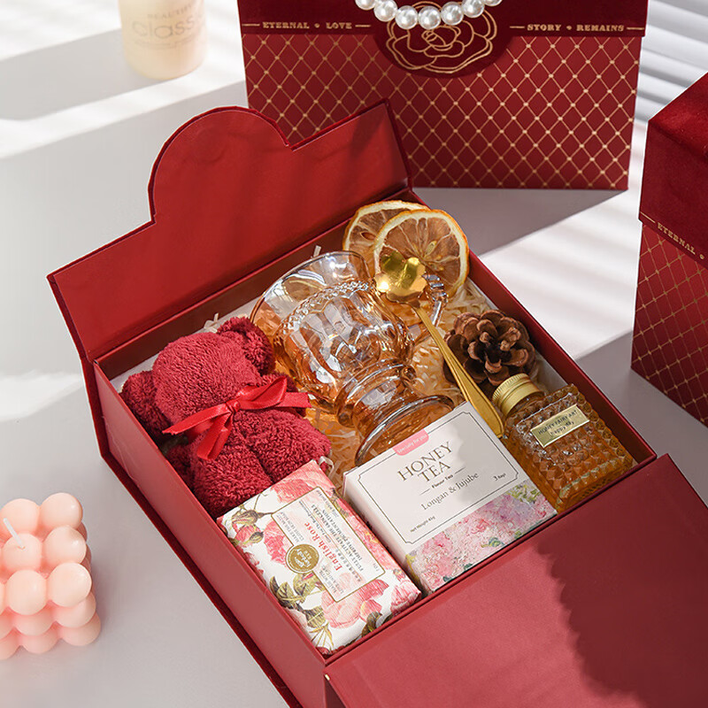 花诗漫伴手礼伴娘结婚订婚喜宴回礼实用生日礼物高档山茶花礼盒节庆用品 山茶花伴手礼盒套装2