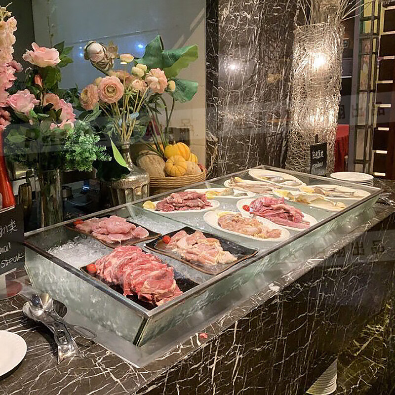 乐宏骏不锈钢自助餐海鲜冰槽酒店餐厅饮料啤酒三文鱼鱼生刺身盘冰盘