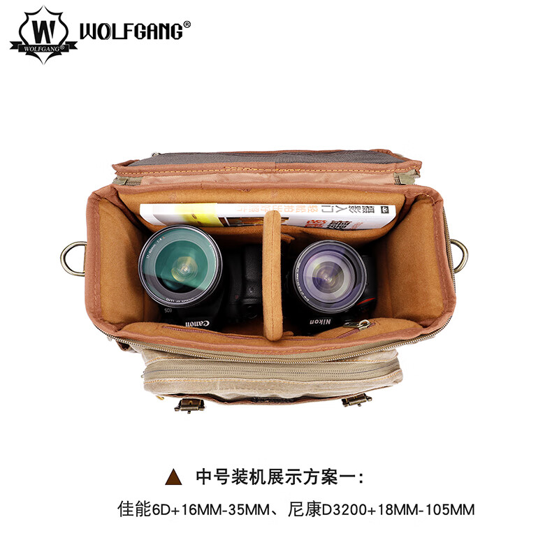 沃尔夫冈（WOLFGANG） 双肩背 单肩背 相机包 微单包 单反包摄影包 【DF-030中号单肩包】 佳能 尼康 索尼 富士单反/微单相机专用