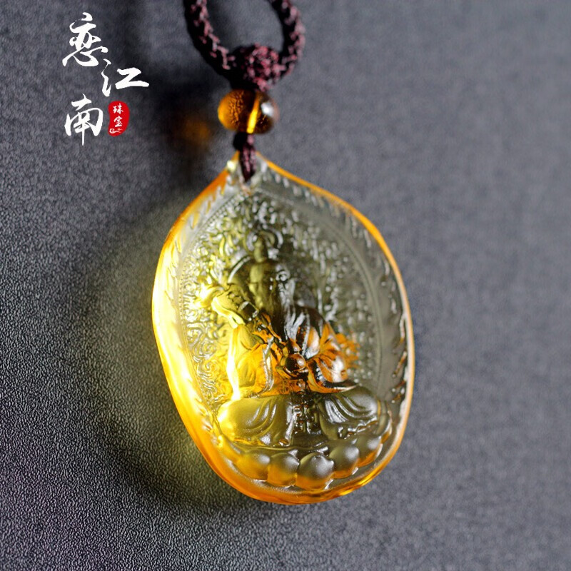 仙来阁 道教太上老君项链八卦牌护身符 许真君贴金吊坠 琉璃挂件饰品