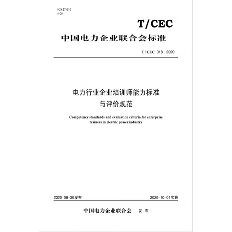 T/CEC318-2020 电力行业企业培训师能力标准与评价规范 txt格式下载