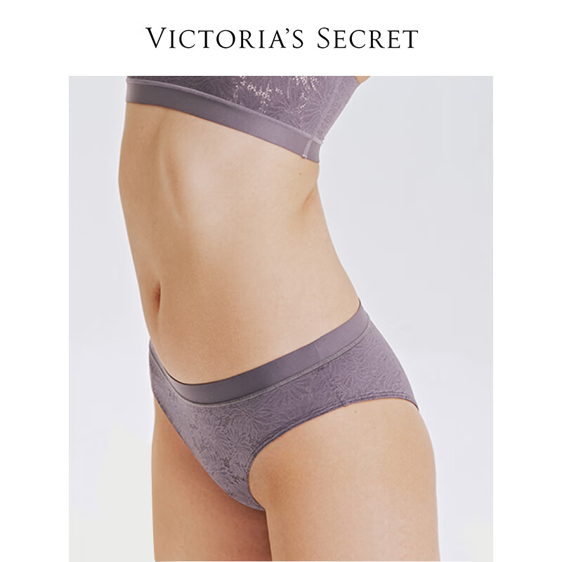 维多利亚的秘密（Victoria's Secret）维密 全新小雏菊蕾丝舒适女士内裤性感三角裤 96B7香芋紫-小雏菊款 11210806 S