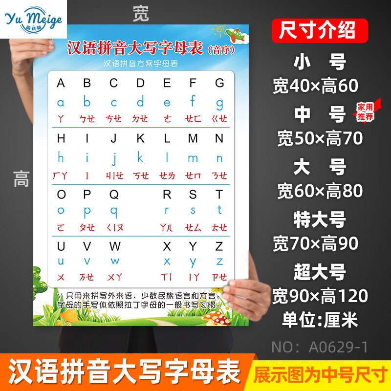 贝木惠(beimuhui)音序表 小学生汉语拼音音序表大写字母表一年级学习