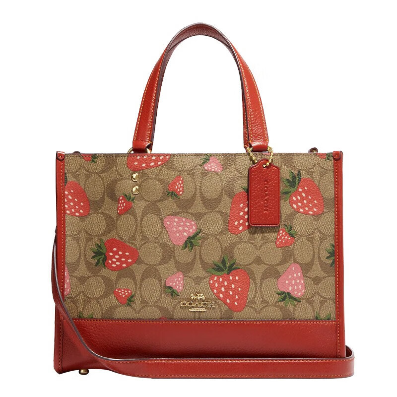 蔻驰(coach) 蔻驰 dempsey carryall 女士托特包  草莓logo单肩斜挎包