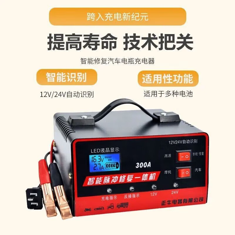 天南兄弟汽车电瓶充电器智能脉冲修复一体机纯铜机芯通用全自动12v24V摩托 【2500A】大功率充电+修复+检测