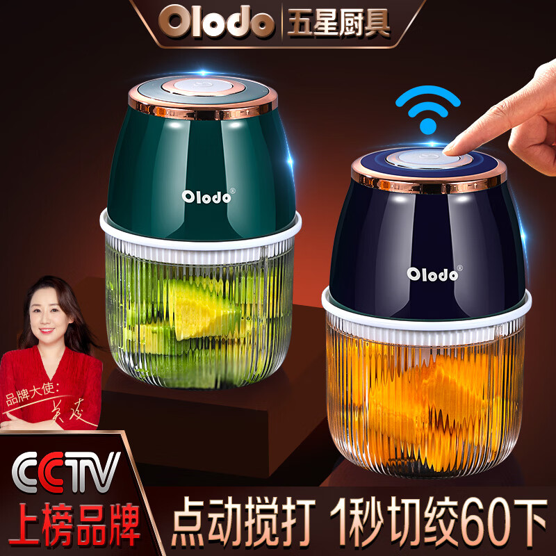欧乐多（Olodo） 电动绞肉机家用辅食机婴儿料理机多功能宝宝辅食机小型肉馅机蒜泥神器打辣椒搅蒜器 升级款【薄荷绿250ml】3叶刀+可绞肉