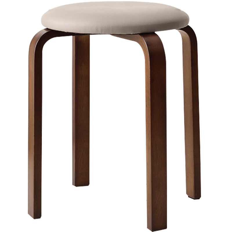 美林源 家用实木凳子简约时尚客厅软包坐凳圆凳子曲木凳餐厅可叠放餐凳成人木板凳小凳子 实木餐凳【软包-深棕色-1把】