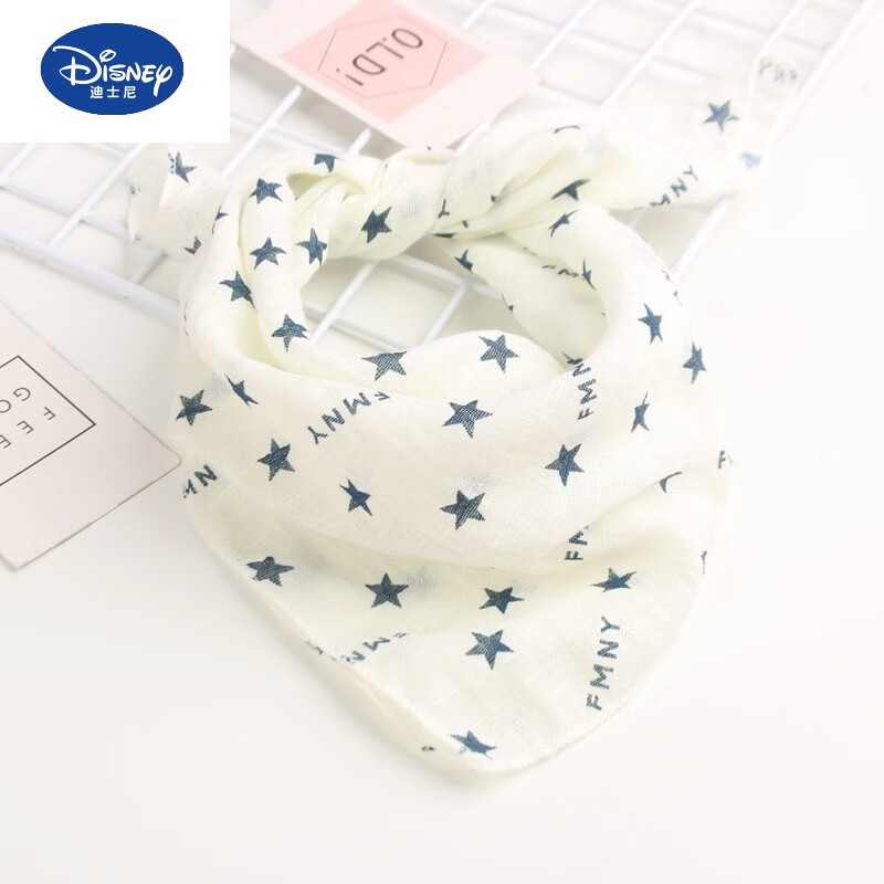 迪士尼（Disney）品牌寶寶紗巾韓版春秋薄款兒童圍巾嬰兒圍脖護(hù)頸防風(fēng)方巾男童女童 小星星-奶白 尺寸44*45cm（參考0-8歲）