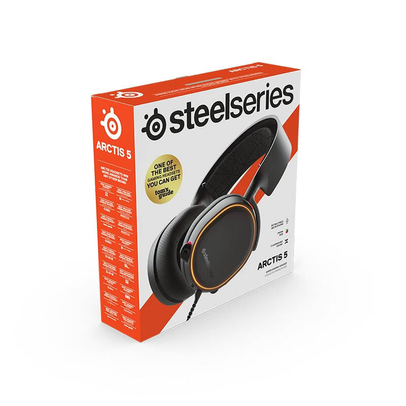 赛睿 (SteelSeries) Arctis 寒冰5有线耳机 头戴式电竞耳机 游戏耳机 RGB灯光  黑色