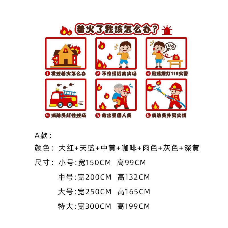 七宝阁幼儿园儿童安全教育墙贴画消防知识环创主题墙面装饰班级教室