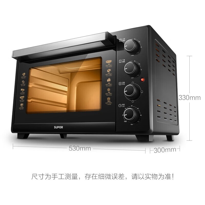 苏泊尔家用多功能电烤箱35升大容量烤箱温度怎么样，在烤面包，红薯时间多长？