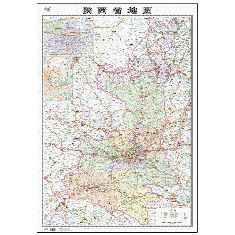 2024年 陕西省地图  106*76厘米 覆膜防水 政区交通地形图