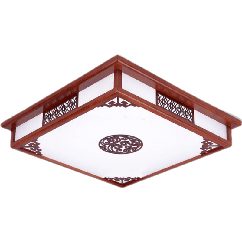 【闪电发货】欧特朗照明 新中式吸顶灯长方形led灯具实木中 35*35CM【祥云】单色