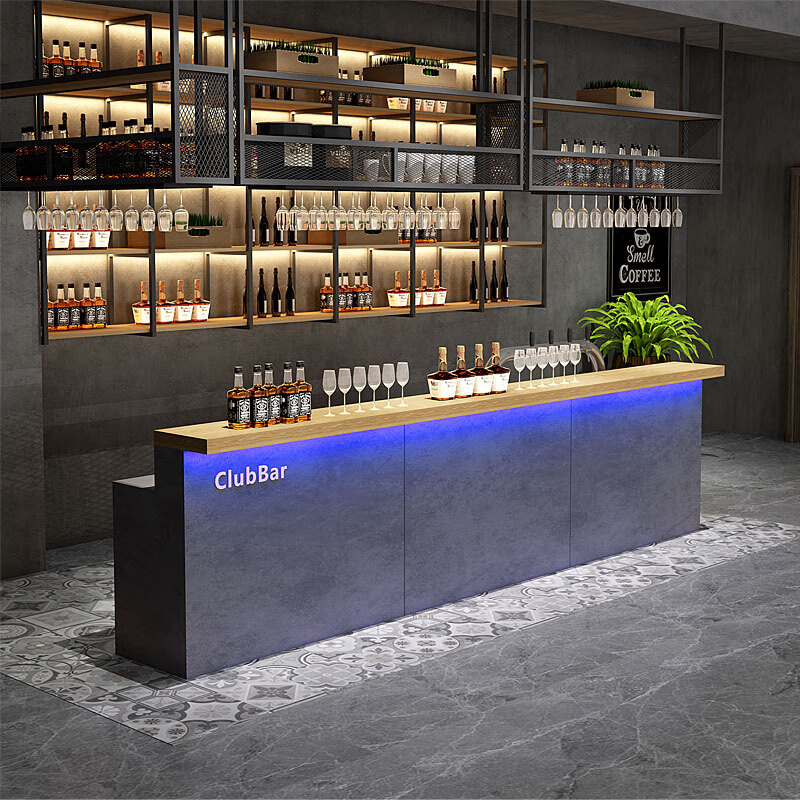 澳颜莱 高档酒吧收银台带灯 复古酒吧吧台转角酒馆吧台收银台球咖啡厅