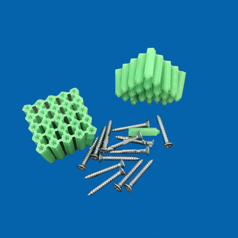 适配绿色塑料膨胀管6mm6厘 涨塞胀塞干壁墙塞胶塞彭胀管胶胶粒螺丝钉