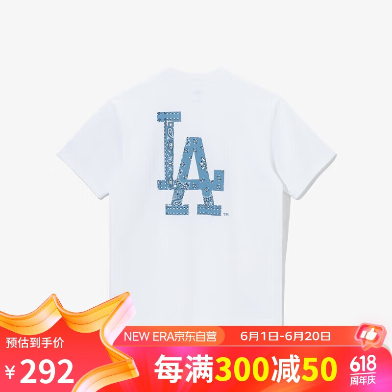 NEW ERA男款MLB系列洛杉矶道奇队套头圆领T恤1308