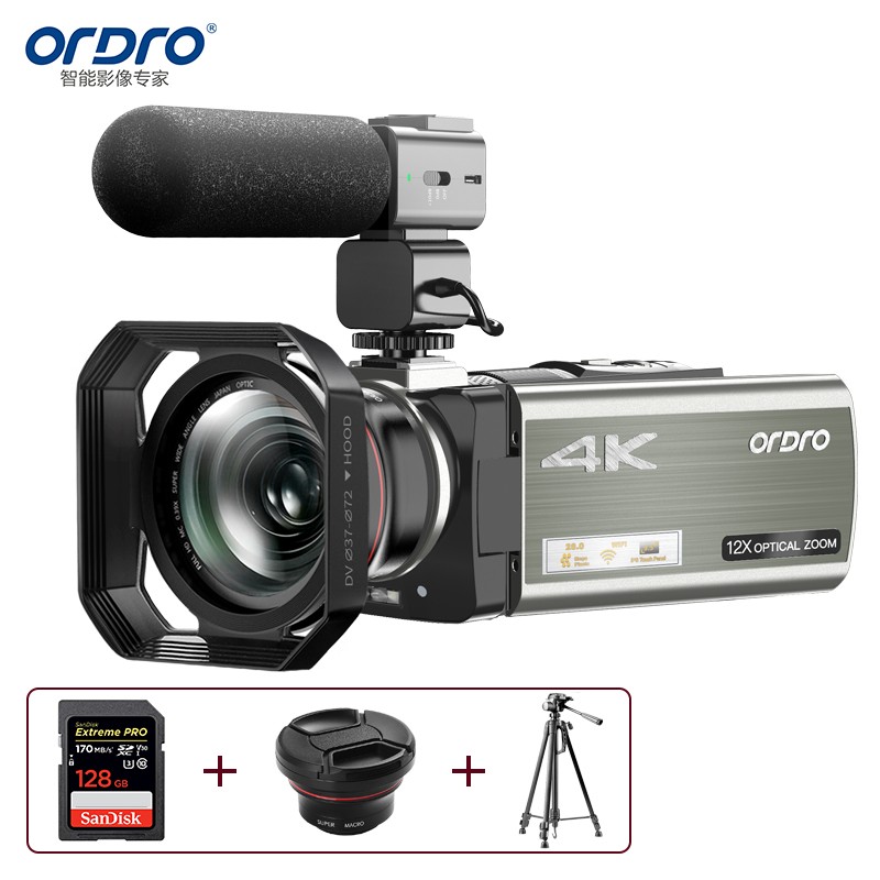 欧达（ORDRO）AX60 4K高清数码摄像机专业直播摄像头光学变焦防抖录像机专业拍摄DV摄影机
