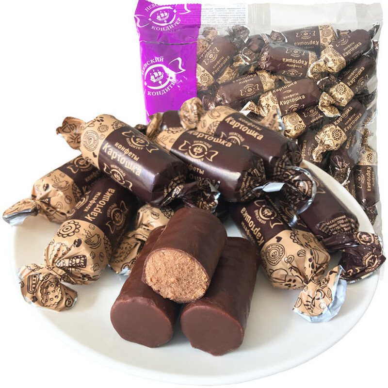 明治俄罗斯零食俄式糖土豆泥糖松露夹心巧克力品糖果500克休闲 kdv