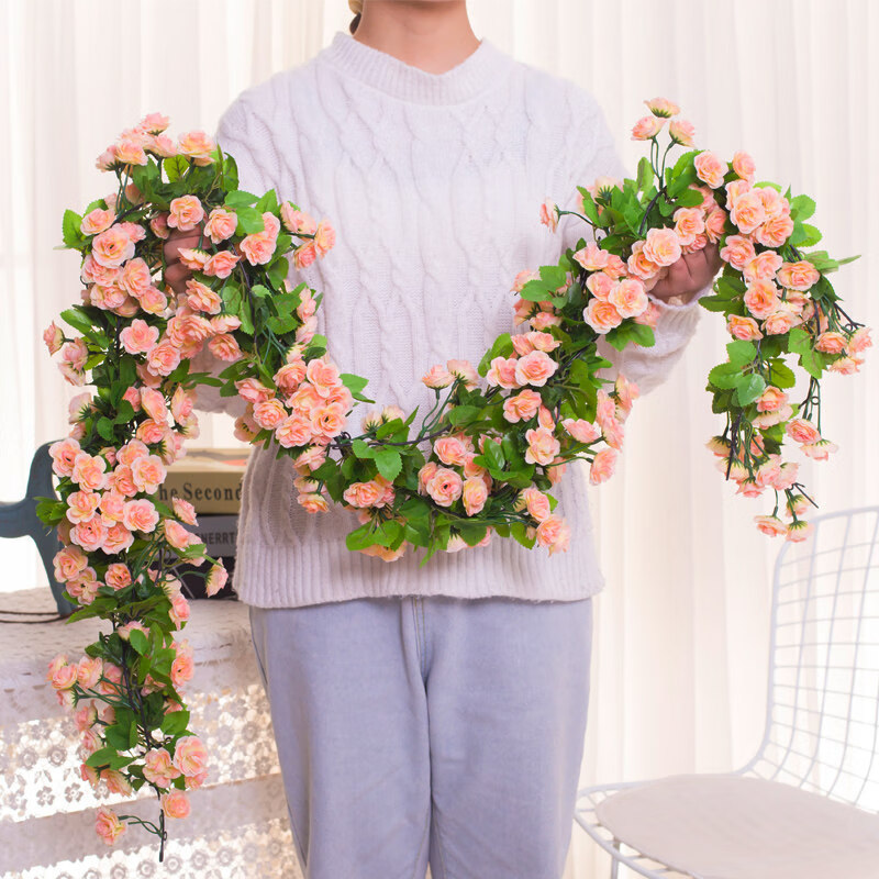 一瓣花瓣空调管道遮挡装饰仿真藤条塑料玫瑰花藤装饰假花婚庆空调管道