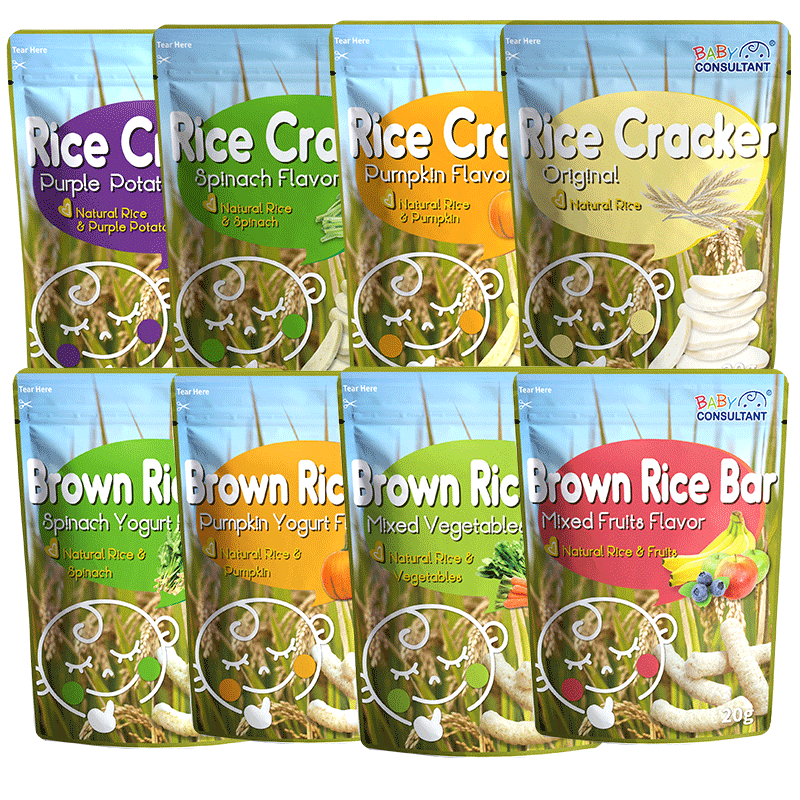 宝贝顾问 儿童米饼磨牙米条 进口 8件组 米饼米条各4包
