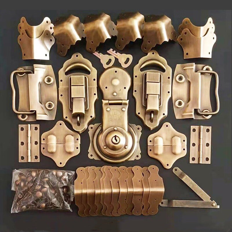 轻享奢中式樟木箱配件老式复古木箱锁扣箱扣圆包角提手合页全套