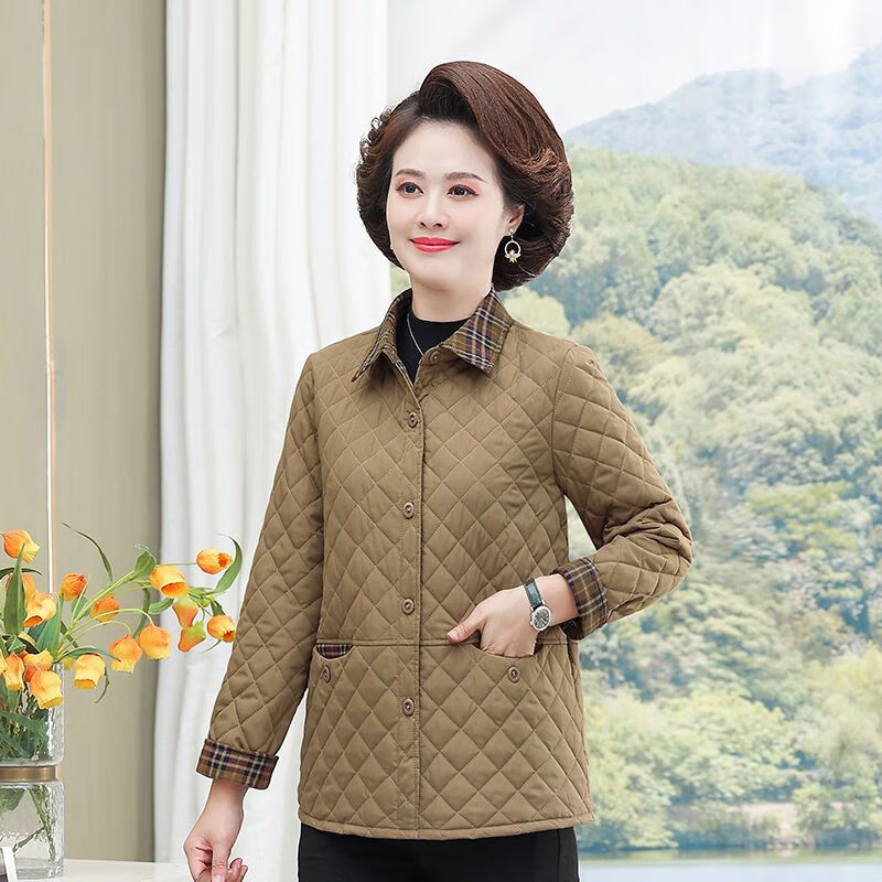 乐拓健(letuojian) 无帽不带的服女没有的外衣秋冬装新款薄棉服上衣女