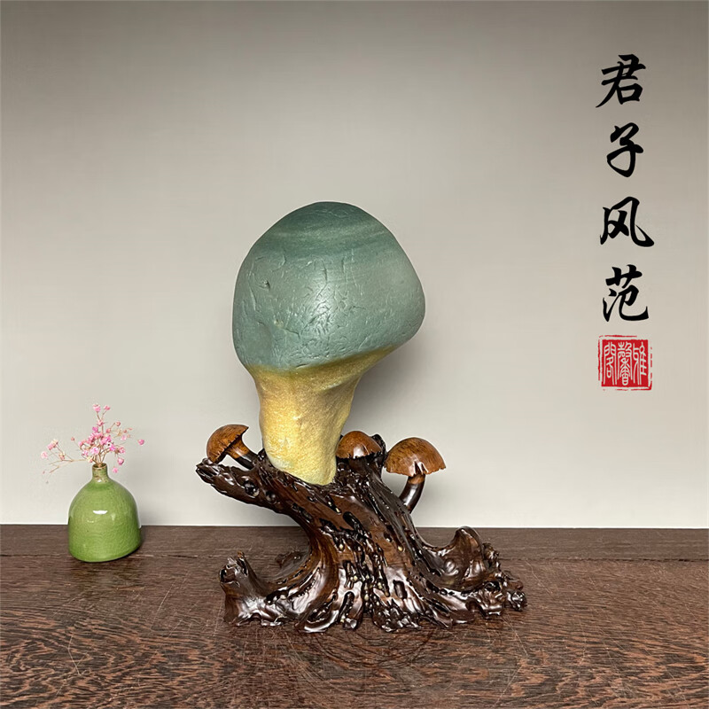 雅馨阁广西合山彩陶石君子风范天然原石精品中式风水太湖摆件雅馨阁