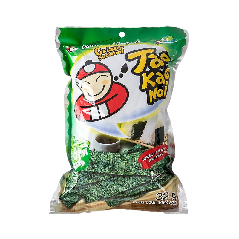 老板仔（Tao Kae Noi）泰國(guó)進(jìn)口海苔片小老板即食紫菜脆經(jīng)典香脆海苔袋裝炸海苔 原味海苔32g*2包64g