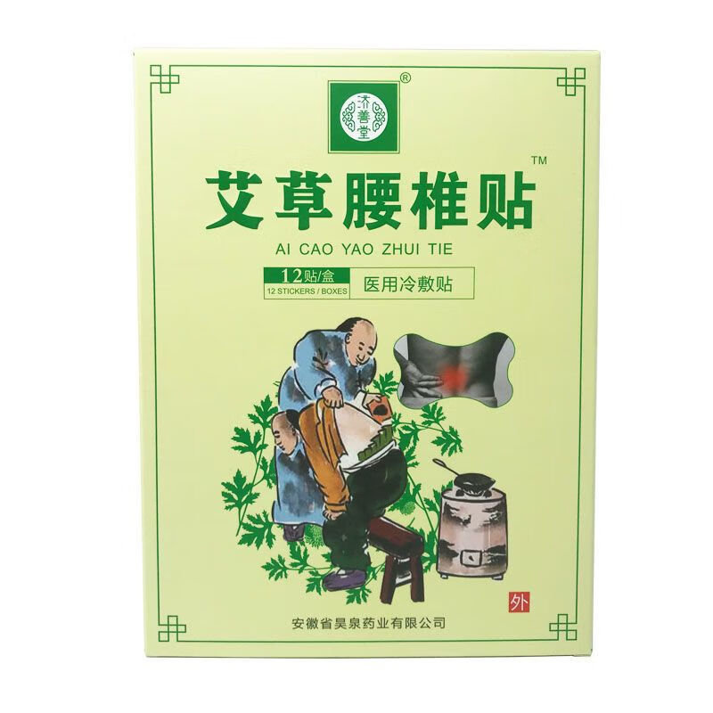 济善堂济善堂艾草腰椎冷敷贴12片中老年颈肩腰腿关节疼痛居家常备贴膏