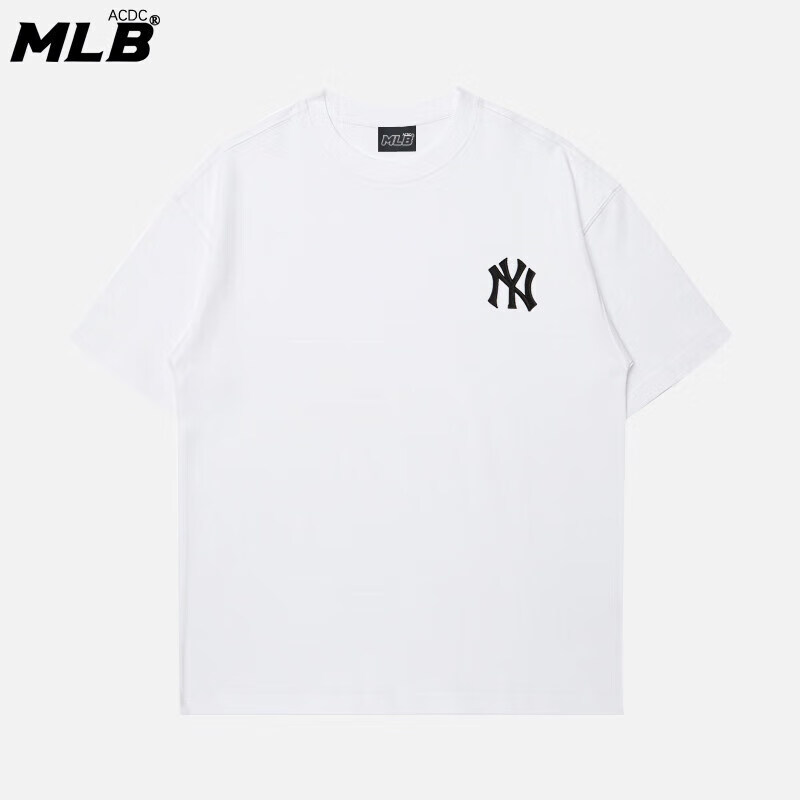 CC【已验货】颜选好物-刺绣款MG棒球队男女T恤情侣短袖宽松落肩NY 白色ML M