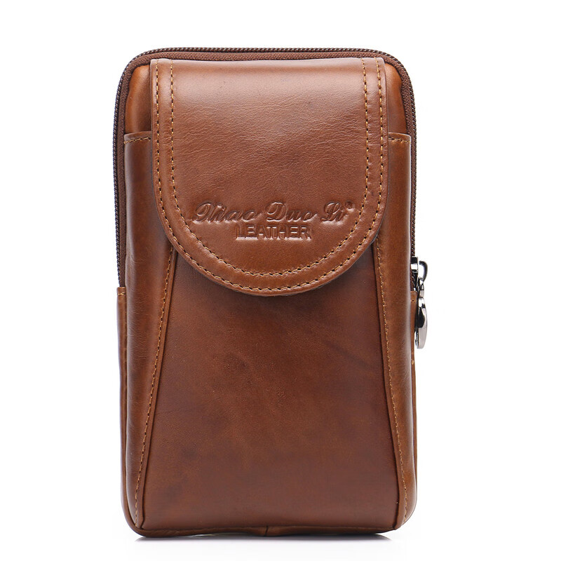 (pamiqi)品牌真皮男士腰包多功能斜挎小包牛皮穿皮带5.