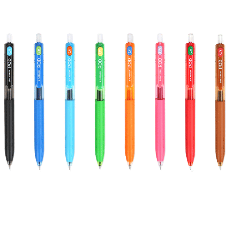 白金（PLATINUM） POD小爱豆0.5mm针头按动中性笔可换芯学生考试用按压签字笔8色8支装