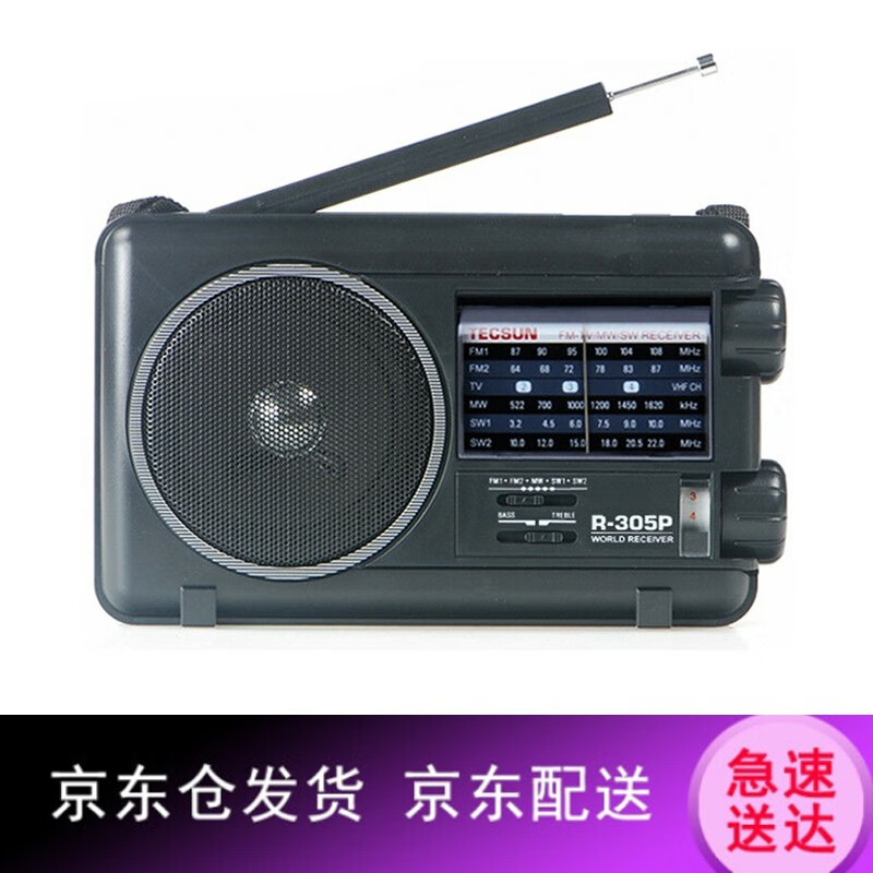 德生(Tecsun) R-305P全频收音机 调频中波老人半导体 本机标配