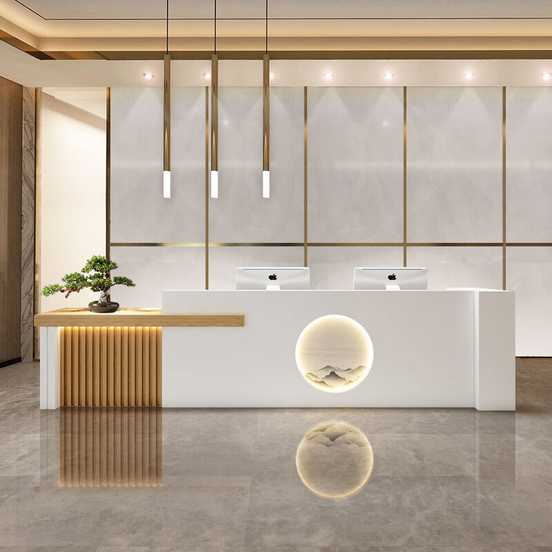 林村饭店吧台酒柜组合现代中式收银台公司前台小型店铺柜台养生馆酒店