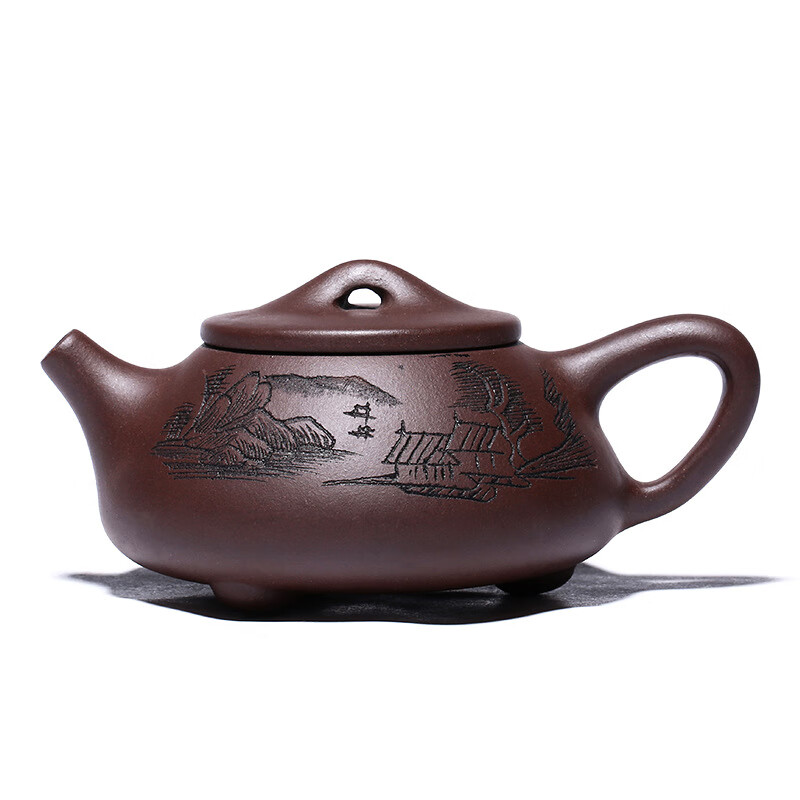 紫砂壶原矿底槽清石瓢天道勤酬手工茶壶茶具 紫泥-石瓢天道酬勤-徐保