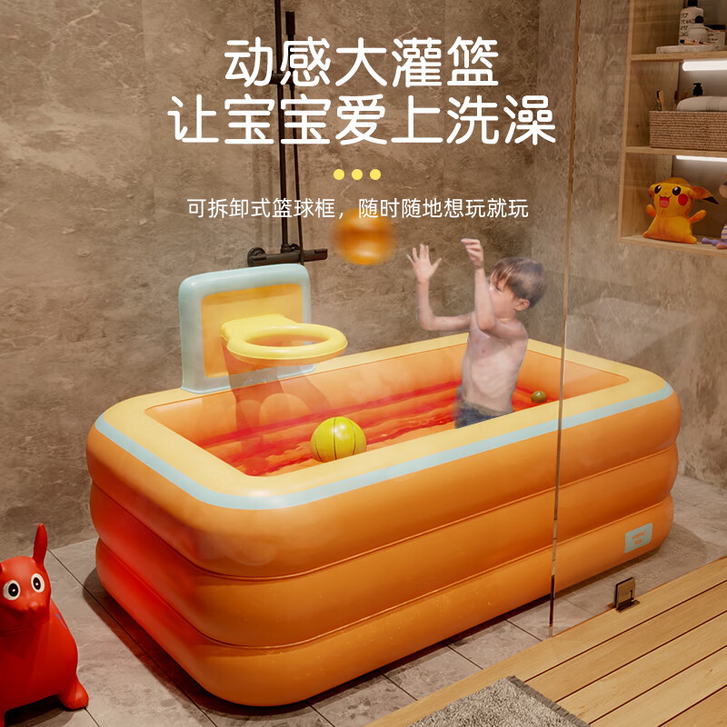 小宜方宝宝篮球架充气游泳池浴缸小孩婴儿童室内外玩具游泳桶家用可折叠 1.3米三层+乐享+篮球架+无线闪充使用感如何?