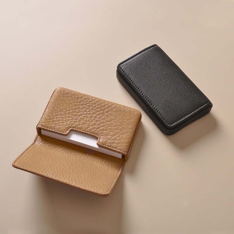 LEATHEROLOGY奥勒吉头层牛皮翻盖名片夹商务男女卡包收纳盒证件包卡套卡盒卡夹 玛瑙黑