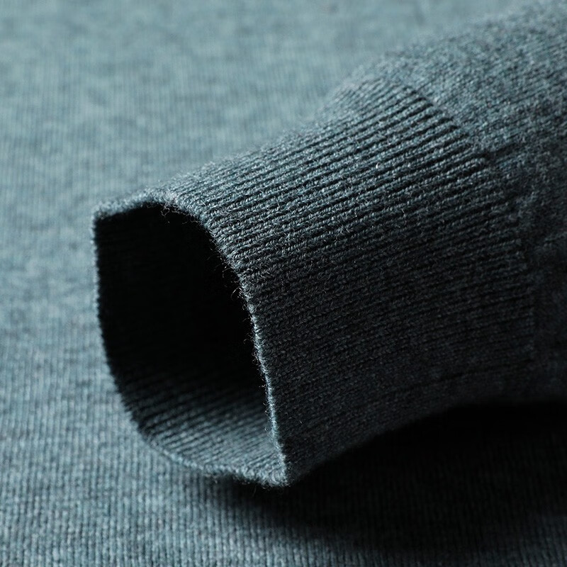 恒源祥100%羊毛衫秋冬季新款男士长袖纯色毛衣男装中年爸爸套头针织衫 15001006黑灰 M 170