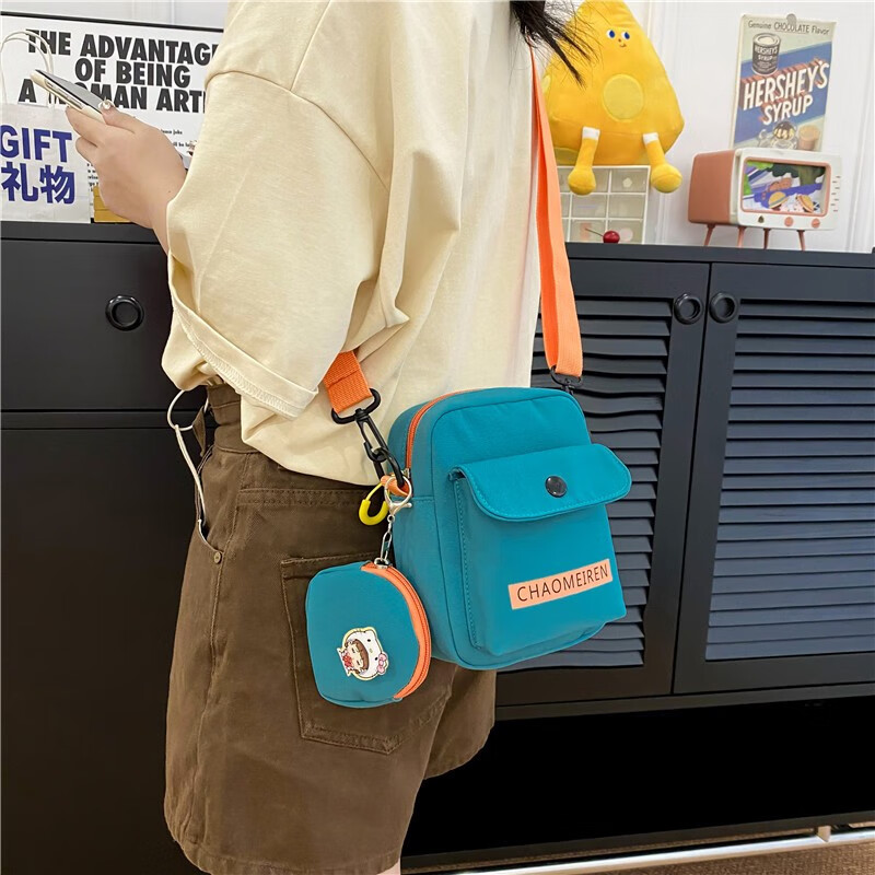 布潮喵ins日系斜挎包女迷你帆布小包包百搭休闲可爱少女轻便单肩子母