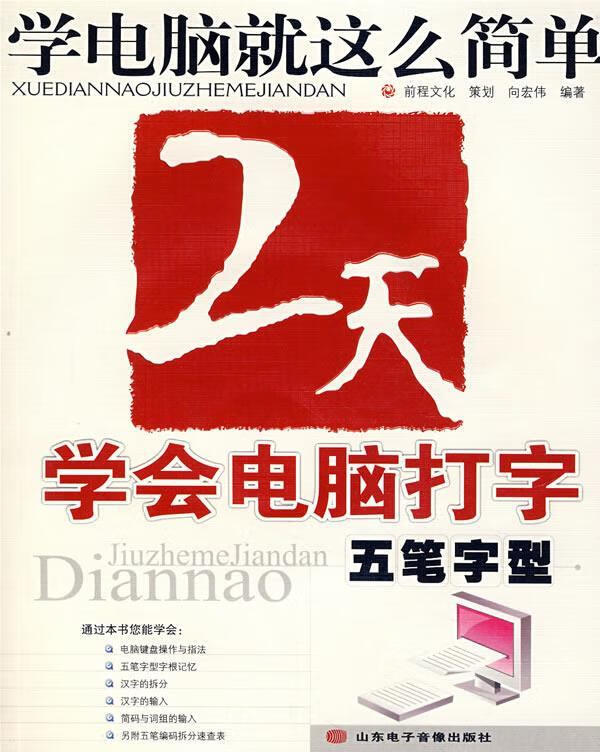2天学会电脑打字五笔字型 9787894915221 向宏伟 著 山东电子
